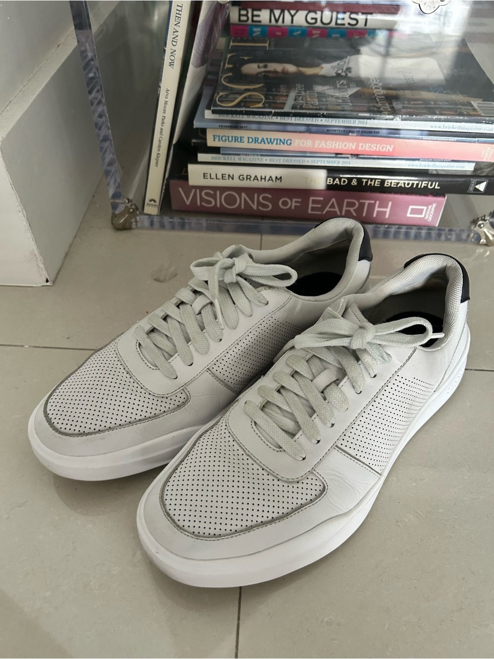 Cole Haan Grand Men's White Perforated Leather Sneakers - Picture 9 of 11